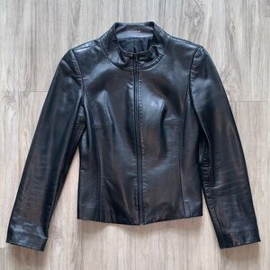 Minimalist Sleek Black Genuine Real 100% Leather Jacket